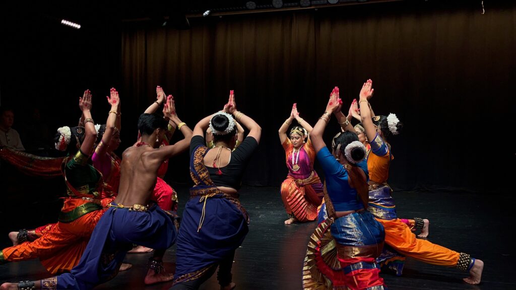 All the dancers posing on stage during the Rangapravesha show